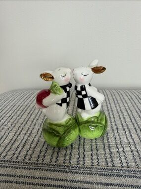 Mackenzie-Childs Cabbage Garden Salt and Pepper set, New in box